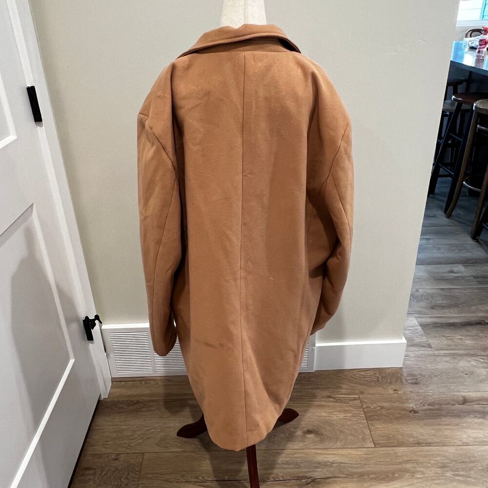 SPRINGRAIN Men's Wool Blend Single Breasted Trench Coat Size XXL In Khaki - Picture 2 of 9